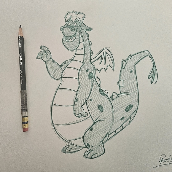 Disney Other - Disney Elliott Pete's Dragon Drawing/Sketch Animation Art Signed